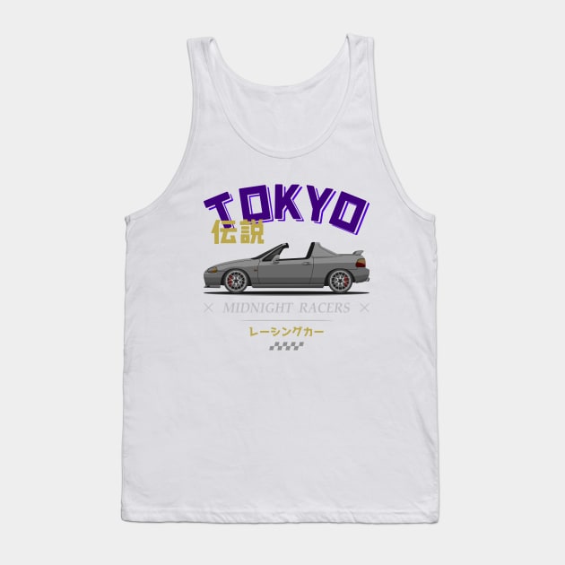 Midnight Racer Silver Del Sol JDM Tank Top by GoldenTuners